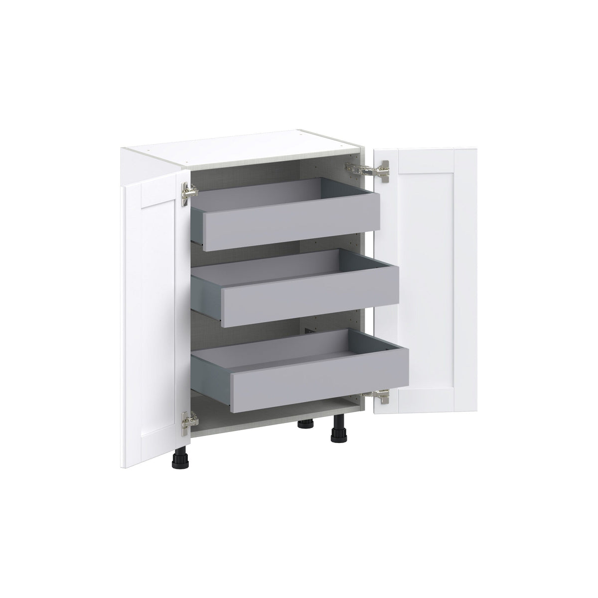 Hugo&Borg Rosemont 24-in W x 34.5-in H x 14-in D Glacier White 3-Drawers Base Fully Assembled Cabinet (Flat Panel Shaker Style)