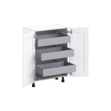 Hugo&Borg Rosemont 24-in W x 34.5-in H x 14-in D Glacier White 3-Drawers Base Fully Assembled Cabinet (Flat Panel Shaker Style)