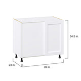 Hugo&Borg Rosemont 39-in W x 34.5-in H x 24-in D Glacier White Blind Corner Base Fully Assembled Cabinet (Flat Panel Shaker Style)