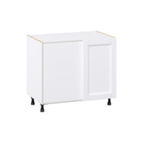 Hugo&Borg Rosemont 39-in W x 34.5-in H x 24-in D Glacier White Blind Corner Base Fully Assembled Cabinet (Flat Panel Shaker Style)