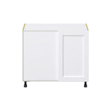Hugo&Borg Rosemont 39-in W x 34.5-in H x 24-in D Glacier White Blind Corner Base Fully Assembled Cabinet (Flat Panel Shaker Style)