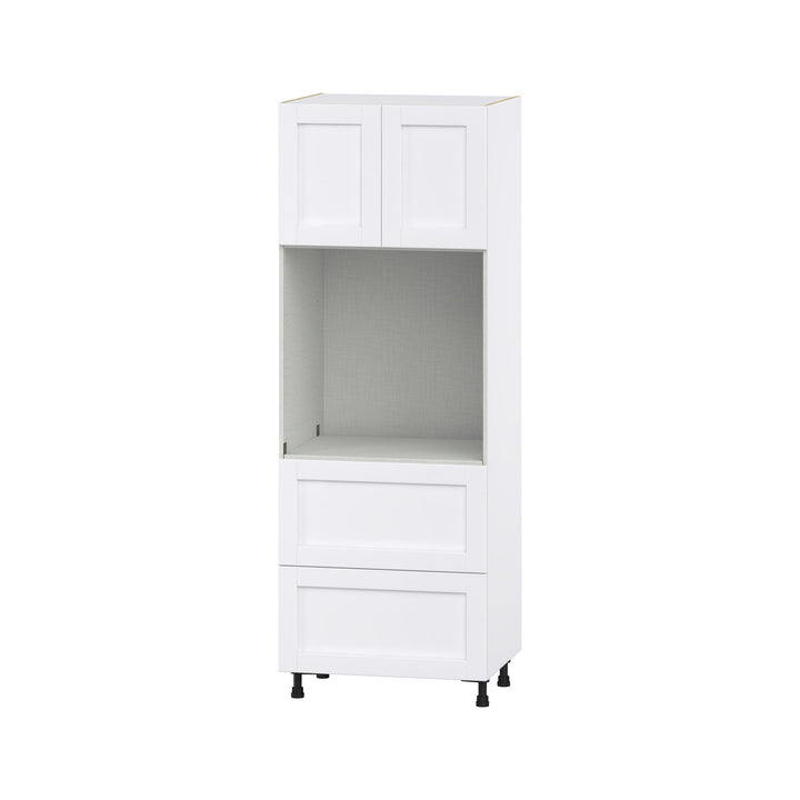 Hugo&Borg Rosemont 30-in W x 84.5-in H x 24-in D Glacier White 2-Drawers Single Oven Base Fully Assembled Cabinet (Flat Panel Shaker Style)
