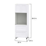 Hugo&Borg Rosemont 30-in W x 84.5-in H x 24-in D Glacier White 2-Drawers Single Oven Base Fully Assembled Cabinet (Flat Panel Shaker Style)