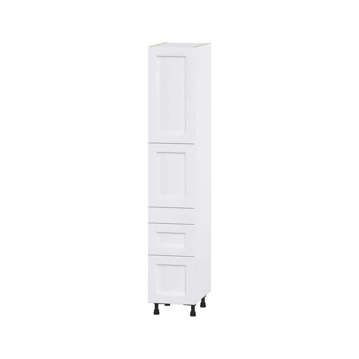 Hugo&Borg Rosemont 15-in W x 84.5-in H x 24-in D Glacier White 3-Drawers Pantry Fully Assembled Cabinet (Flat Panel Shaker Style)