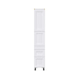 Hugo&Borg Rosemont 15-in W x 84.5-in H x 24-in D Glacier White 3-Drawers Pantry Fully Assembled Cabinet (Flat Panel Shaker Style)