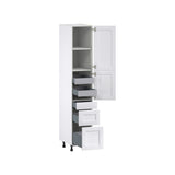 Hugo&Borg Rosemont 15-in W x 84.5-in H x 24-in D Glacier White 3-Drawers Pantry Fully Assembled Cabinet (Flat Panel Shaker Style)