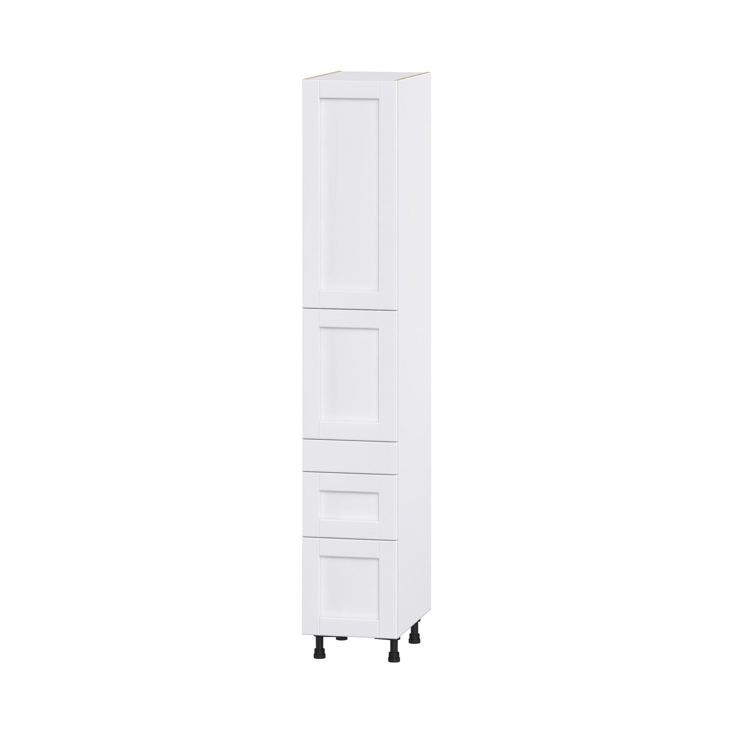 Hugo&Borg Rosemont 15-in W x 89.5-in H x 24-in D Glacier White 3-Drawers Pantry Fully Assembled Cabinet (Flat Panel Shaker Style)