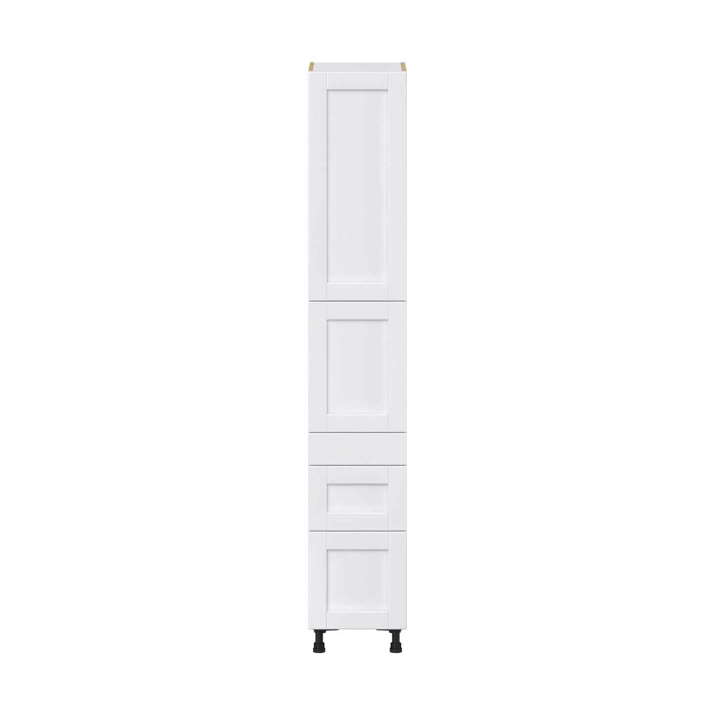 Hugo&Borg Rosemont 15-in W x 89.5-in H x 24-in D Glacier White 3-Drawers Pantry Fully Assembled Cabinet (Flat Panel Shaker Style)