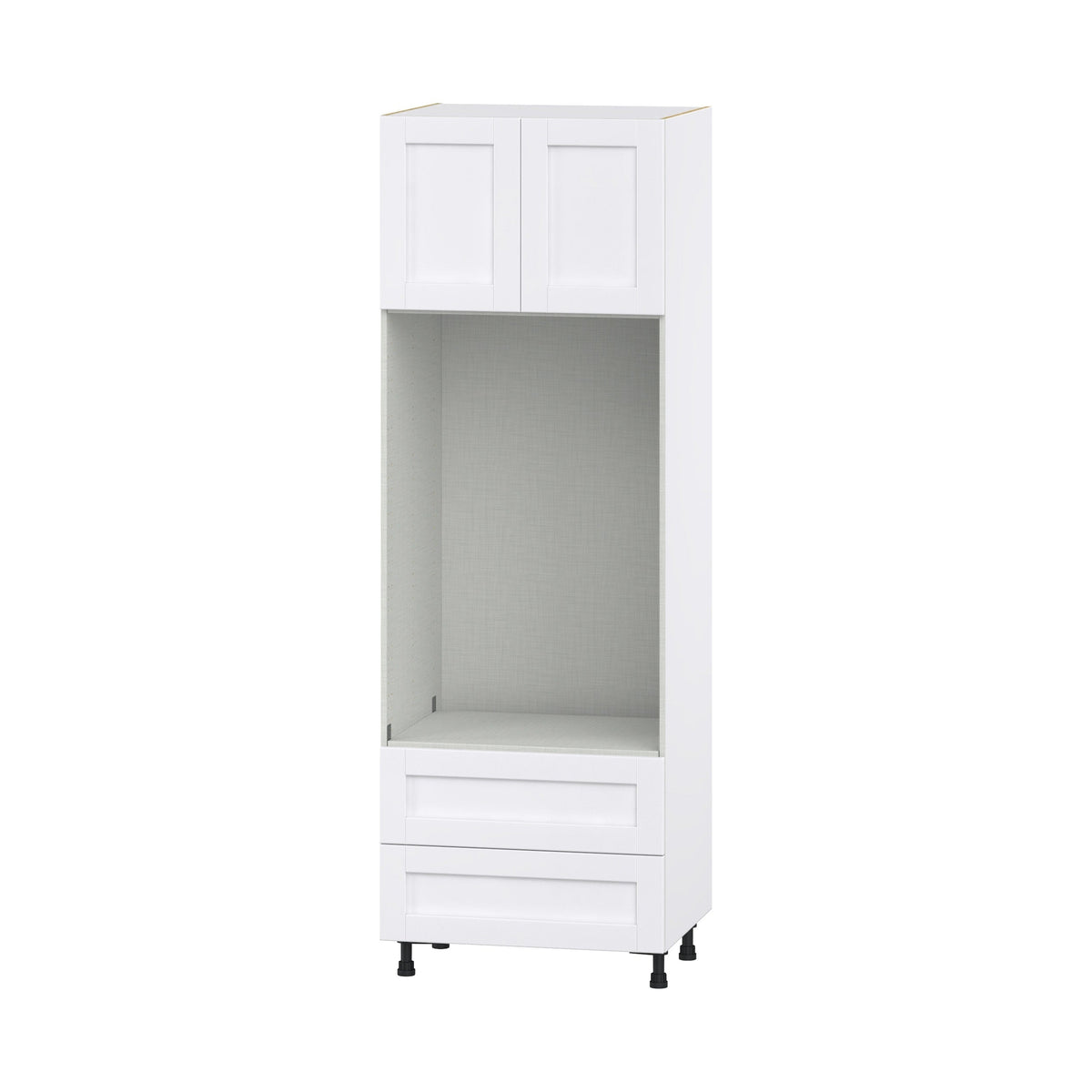 Hugo&Borg Rosemont 30-in W x 89.5-in H x 24-in D Glacier White 2-Drawers Microwave Base Fully Assembled Cabinet (Flat Panel Shaker Style)