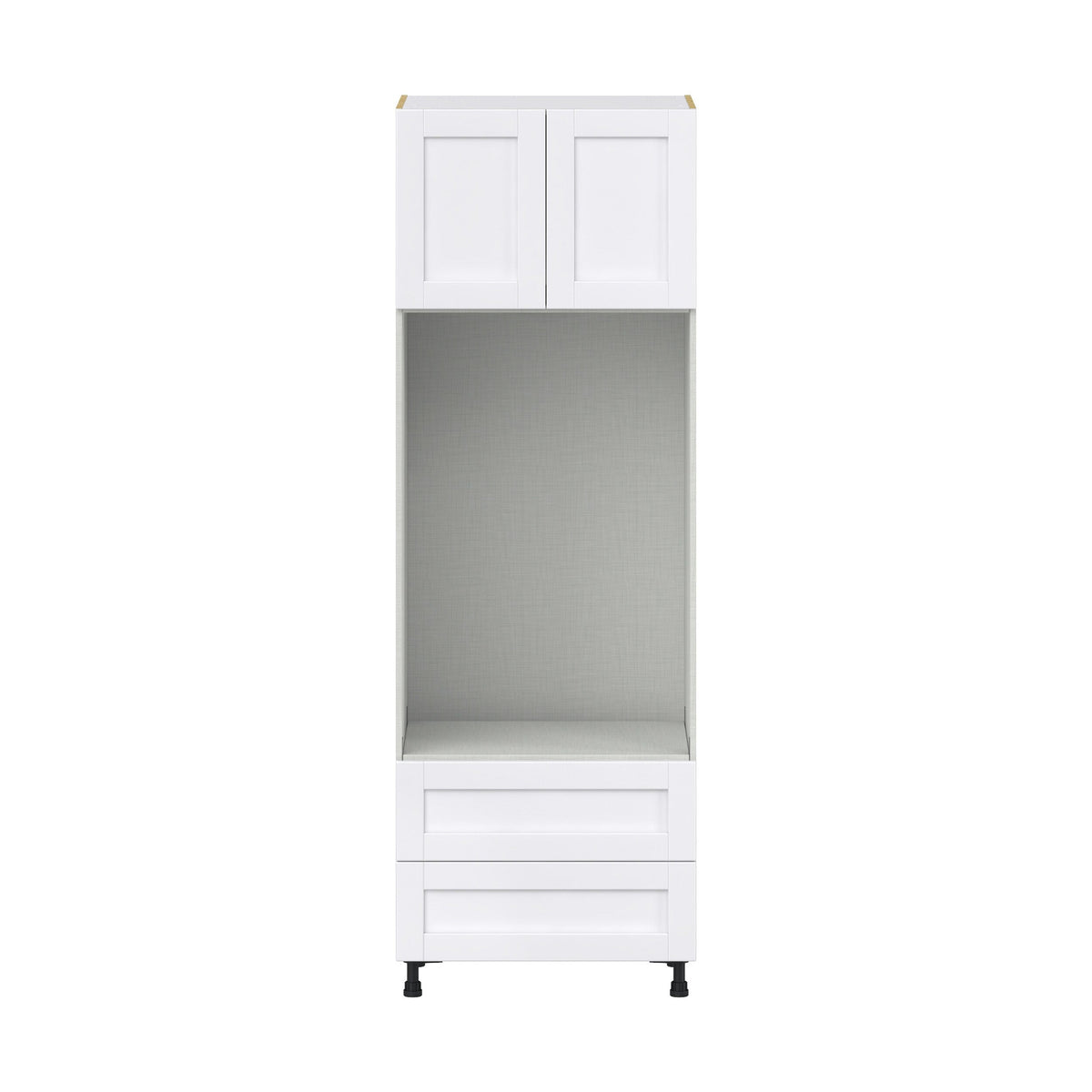 Hugo&Borg Rosemont 30-in W x 89.5-in H x 24-in D Glacier White 2-Drawers Microwave Base Fully Assembled Cabinet (Flat Panel Shaker Style)