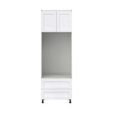Hugo&Borg Rosemont 30-in W x 89.5-in H x 24-in D Glacier White 2-Drawers Microwave Base Fully Assembled Cabinet (Flat Panel Shaker Style)