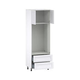 Hugo&Borg Rosemont 30-in W x 89.5-in H x 24-in D Glacier White 2-Drawers Microwave Base Fully Assembled Cabinet (Flat Panel Shaker Style)