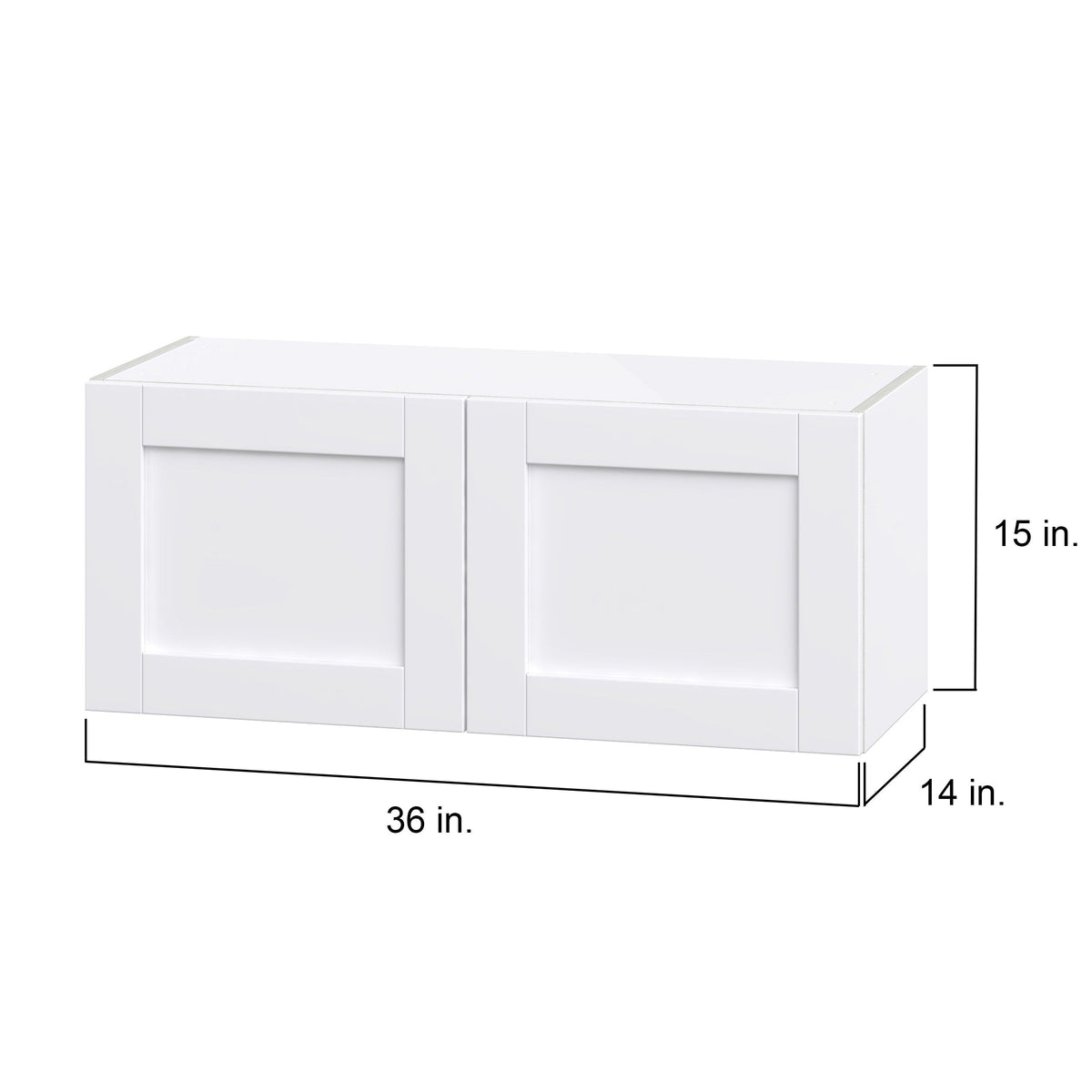 Hugo&Borg Rosemont 36-in W x 15-in H x 14-in D Glacier White Wall Fully Assembled Cabinet (Flat Panel Shaker Door Style)
