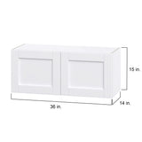Hugo&Borg Rosemont 36-in W x 15-in H x 14-in D Glacier White Wall Fully Assembled Cabinet (Flat Panel Shaker Door Style)
