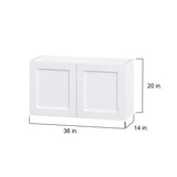 Hugo&Borg Rosemont 36-in W x 20-in H x 14-in D Glacier White Wall Fully Assembled Cabinet (Flat Panel Shaker Door Style)