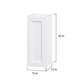 Hugo&Borg Rosemont 12-in W x 30-in H x 14-in D Glacier White Wall Fully Assembled Cabinet (Flat Panel Shaker Door Style)