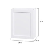 Hugo&Borg Rosemont 24-in W x 30-in H x 14-in D Glacier White Wall Fully Assembled Cabinet (Flat Panel Shaker Door Style)