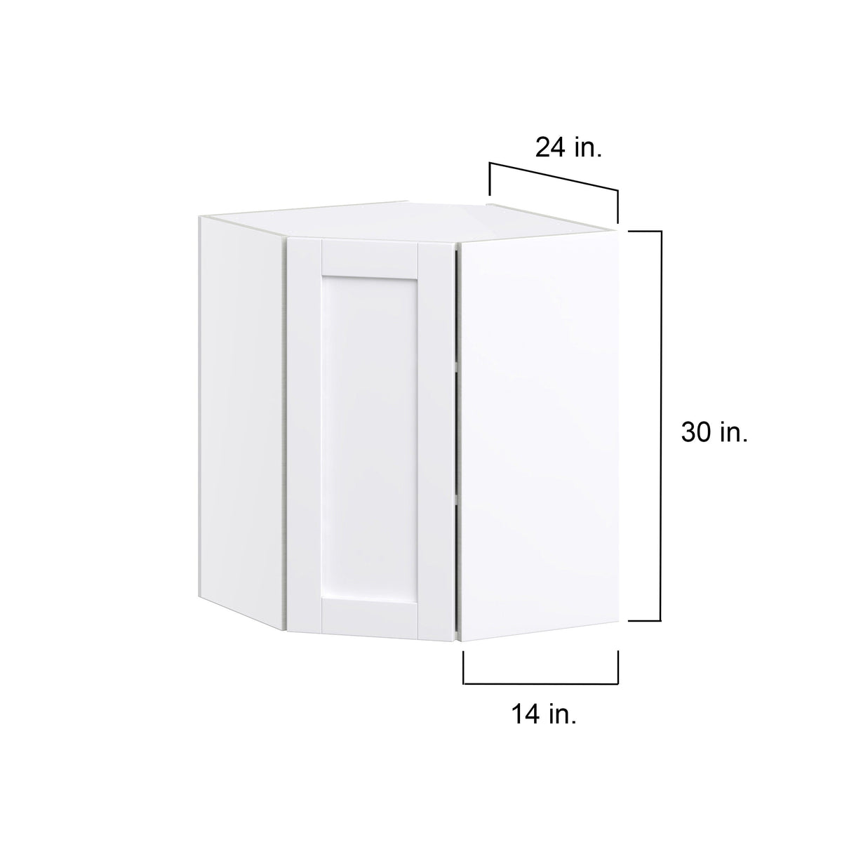 Hugo&Borg Rosemont 24-in W x 30-in H x 14-in D Glacier White Diagonal Corner Wall Fully Assembled Cabinet (Flat Panel Shaker Style)