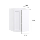 Hugo&Borg Rosemont 24-in W x 35-in H x 14-in D Glacier White Diagonal Corner Wall Fully Assembled Cabinet (Flat Panel Shaker Style)
