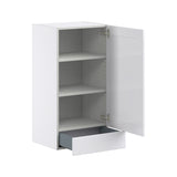 Hugo&Borg Rosemont 18-in W x 35-in H x 14-in D Glacier White 1-Drawer Wall Fully Assembled Cabinet (Flat Panel Shaker Style)