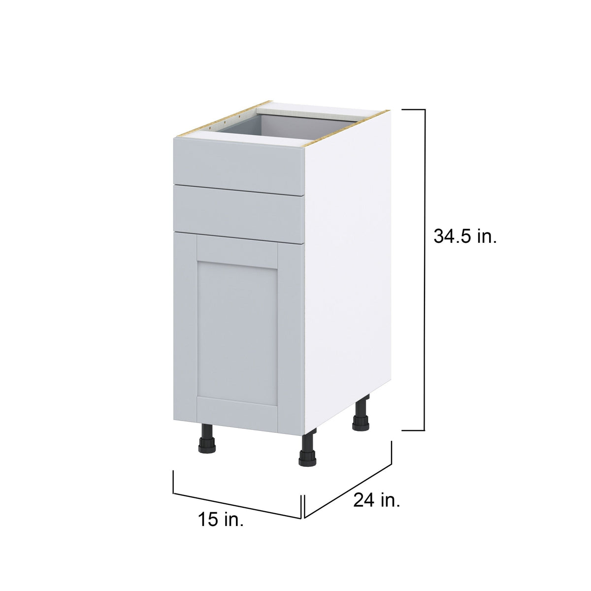Hugo&Borg Charlesberg 15-in W x 34.5-in H x 24-in D Gray 2-Drawers Base Fully Assembled Cabinet (Flat Panel Shaker Style)