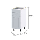Hugo&Borg Charlesberg 15-in W x 34.5-in H x 24-in D Gray 2-Drawers Base Fully Assembled Cabinet (Flat Panel Shaker Style)