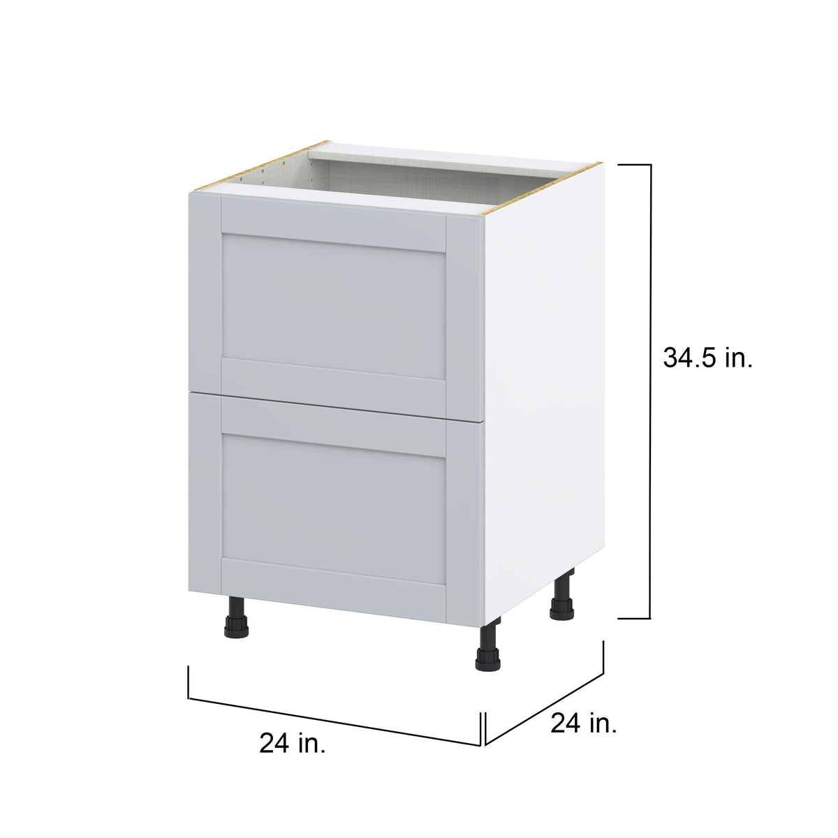 Hugo&Borg Charlesberg 24-in W x 34.5-in H x 25-in D Gray 2-Drawer Base Fully Assembled Cabinet