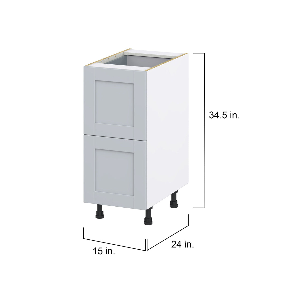 Hugo&Borg Charlesberg 15-in W x 34.5-in H x 24-in D Gray 2-Drawer Base Fully Assembled Cabinet