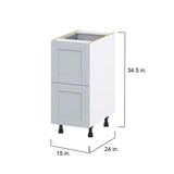 Hugo&Borg Charlesberg 15-in W x 34.5-in H x 24-in D Gray 2-Drawer Base Fully Assembled Cabinet
