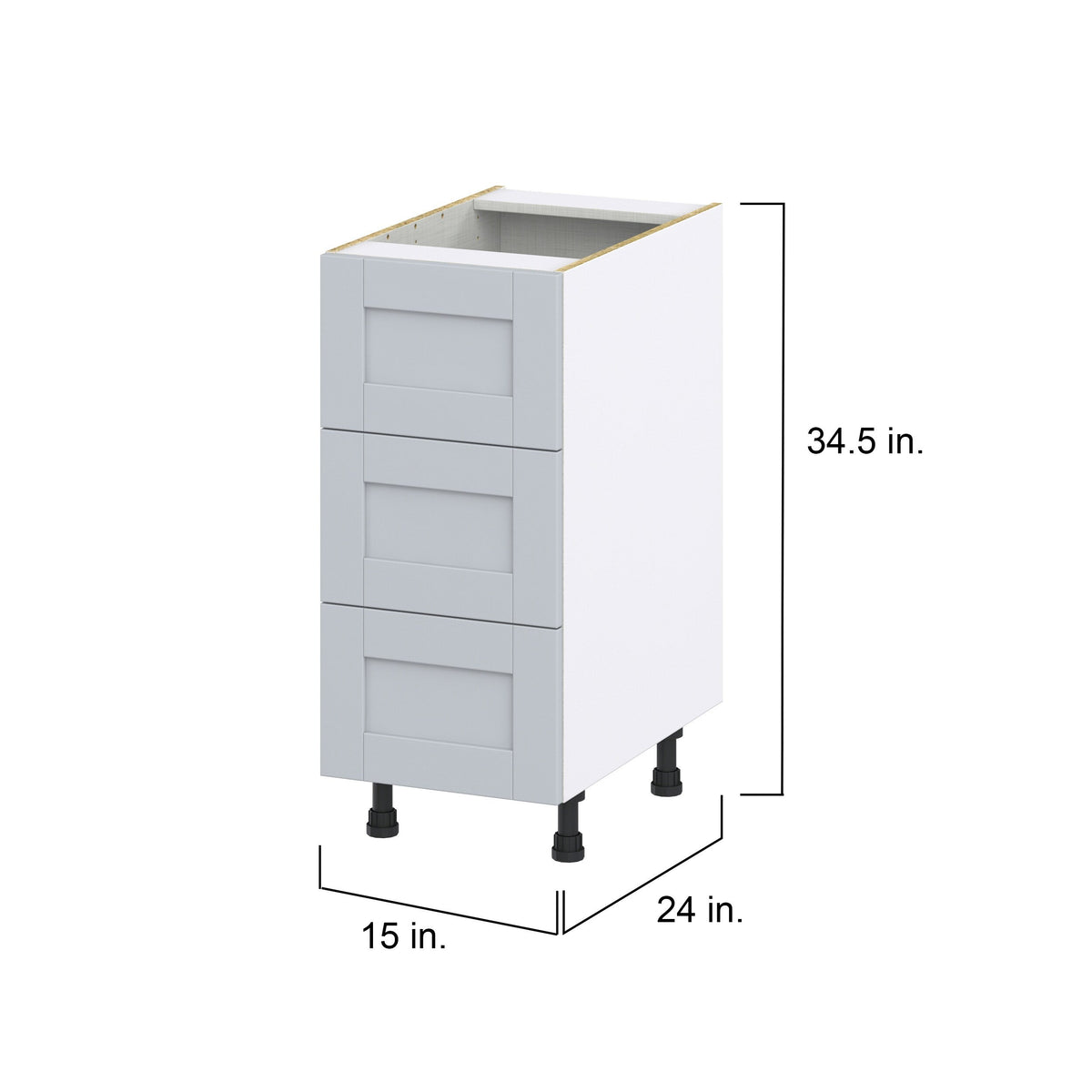 Hugo&Borg Charlesberg 15-in W x 34.5-in H x 24-in D Gray 3-Drawer Base Fully Assembled Cabinet