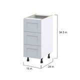 Hugo&Borg Charlesberg 15-in W x 34.5-in H x 24-in D Gray 3-Drawer Base Fully Assembled Cabinet
