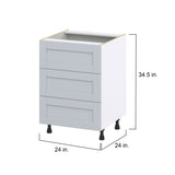 Hugo&Borg Charlesberg 24-in W x 34.5-in H x 24-in D Gray 3-Drawer Base Fully Assembled Cabinet