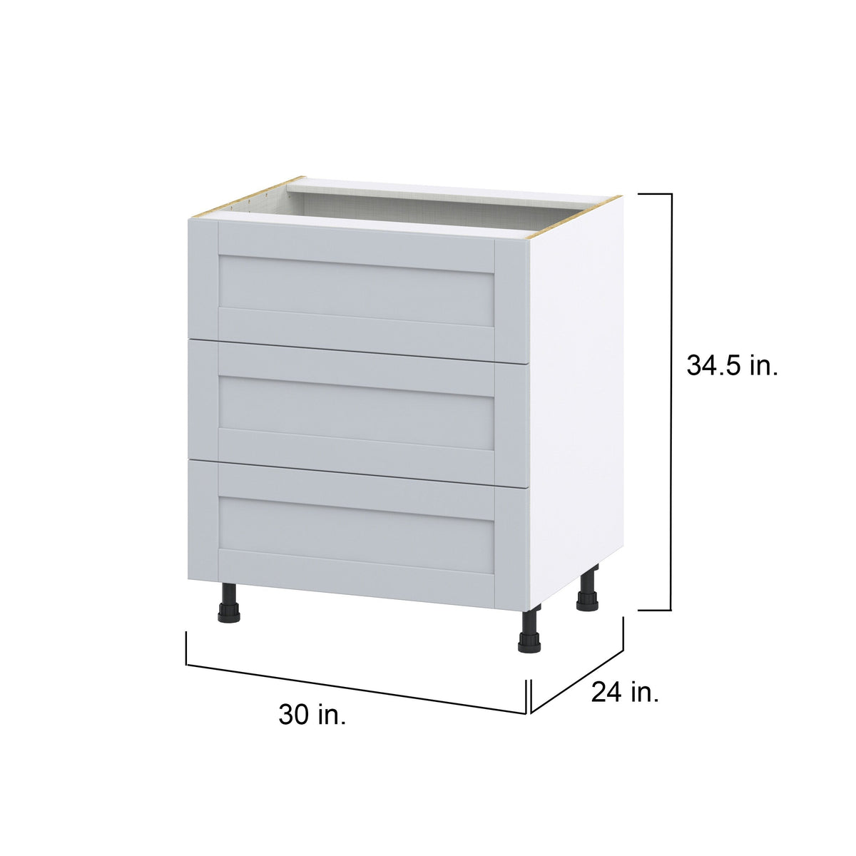 Hugo&Borg Charlesberg 30-in W x 34.5-in H x 24-in D Gray 3-Drawer Base Fully Assembled Cabinet