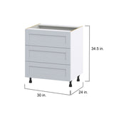 Hugo&Borg Charlesberg 30-in W x 34.5-in H x 24-in D Gray 3-Drawer Base Fully Assembled Cabinet