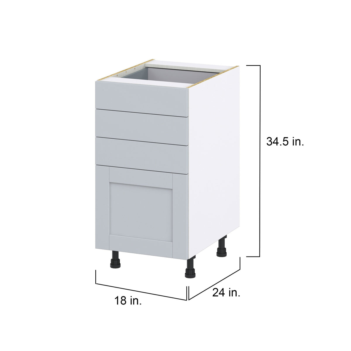 Hugo&Borg Charlesberg 18-in W x 34.5-in H x 24-in D Gray 4-Drawer Base Fully Assembled Cabinet