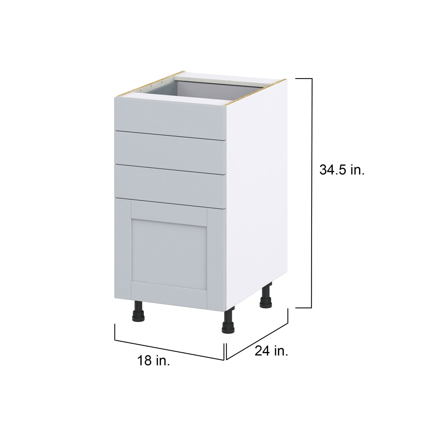 Hugo&Borg Charlesberg 18-in W x 34.5-in H x 24-in D Gray 4-Drawer Base Fully Assembled Cabinet