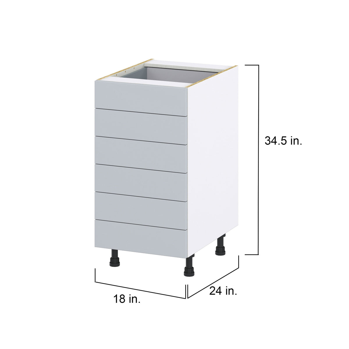 Hugo&Borg Charlesberg 18-in W x 34.5-in H x 24-in D Gray 6-Drawer Base Fully Assembled Cabinet