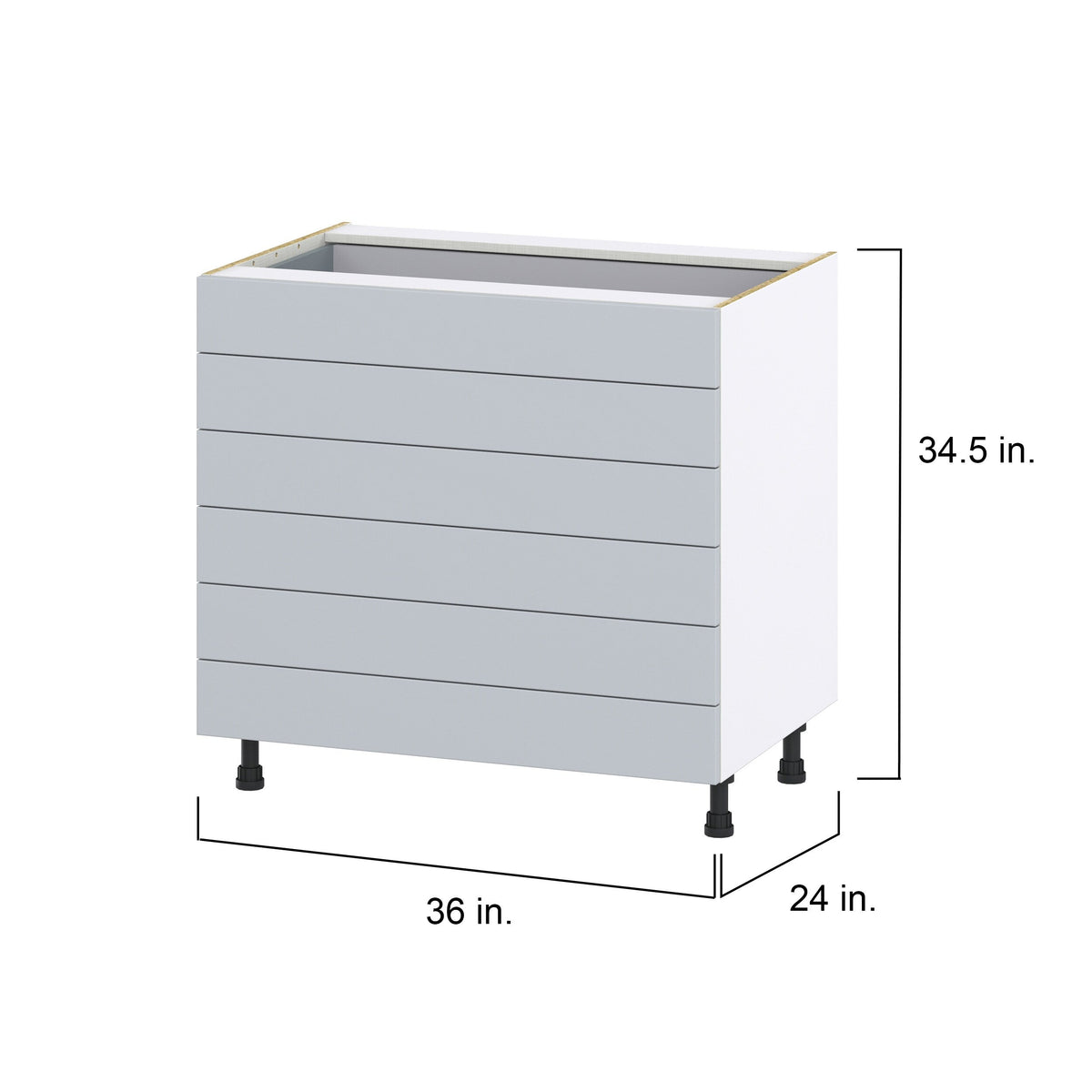 Hugo&Borg Charlesberg 36-in W x 34.5-in H x 24-in D Gray 6-Drawer Base Fully Assembled Cabinet