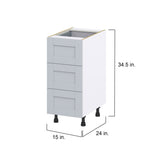Hugo&Borg Charlesberg 15-in W x 34.5-in H x 24-in D Gray 3-Drawer Base Fully Assembled Cabinet