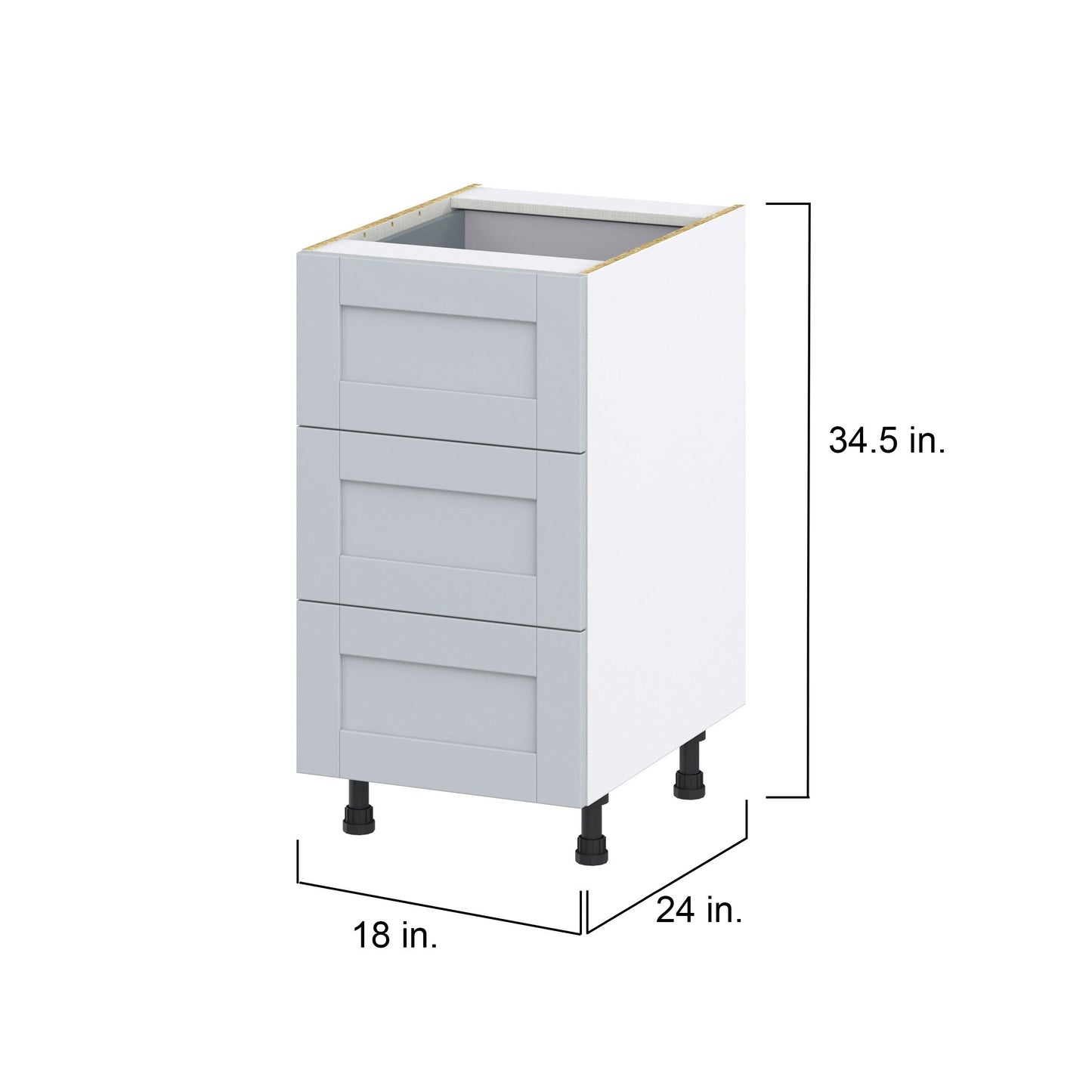 Hugo&Borg Charlesberg 18-in W x 34.5-in H x 24-in D Gray 3-Drawer Base Fully Assembled Cabinet