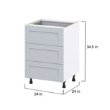 Hugo&Borg Charlesberg 24-in W x 34.5-in H x 25-in D Gray 3-Drawer Base Fully Assembled Cabinet