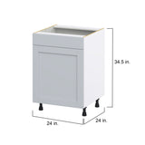 Hugo&Borg Charlesberg 24-in W x 34.5-in H x 24-in D Gray Sink Base Fully Assembled Cabinet (Flat Panel Shaker Style)