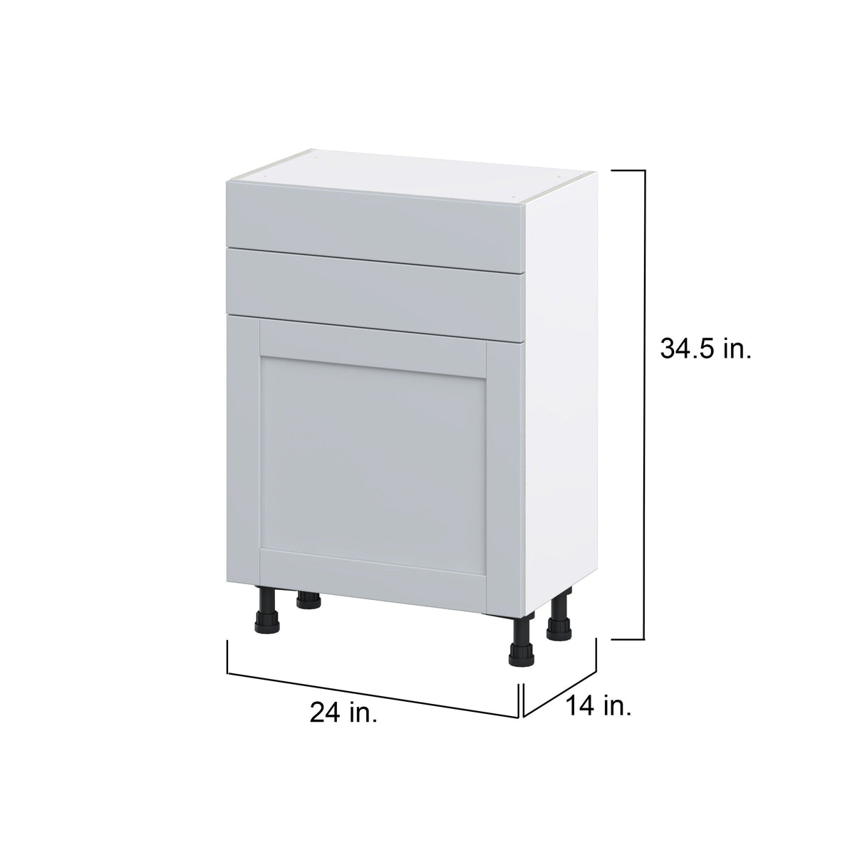 Hugo&Borg Charlesberg 24-in W x 34.5-in H x 14-in D Gray 2-Drawers Base Fully Assembled Cabinet (Flat Panel Shaker Style)