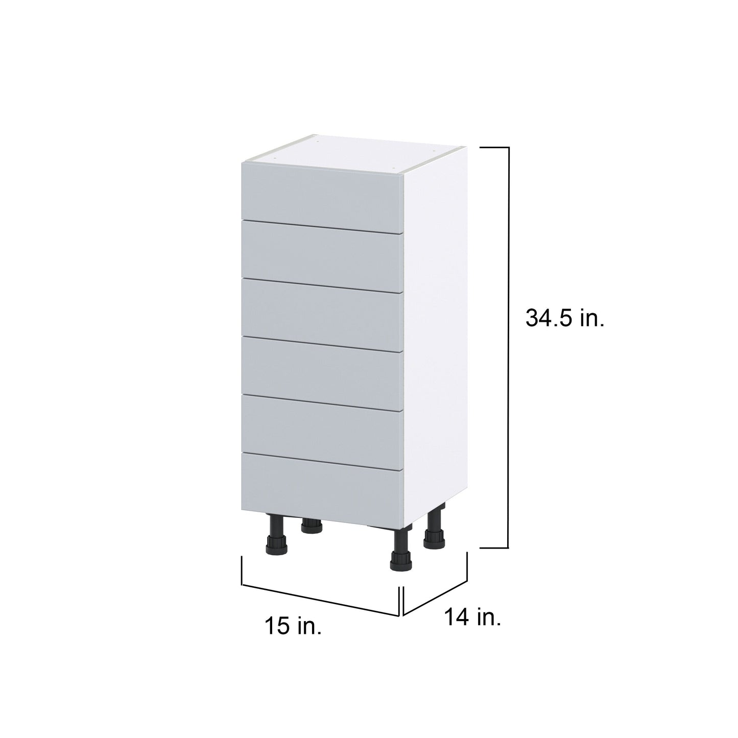 Hugo&Borg Charlesberg 15-in W x 34.5-in H x 14-in D Gray 6-Drawer Base Fully Assembled Cabinet