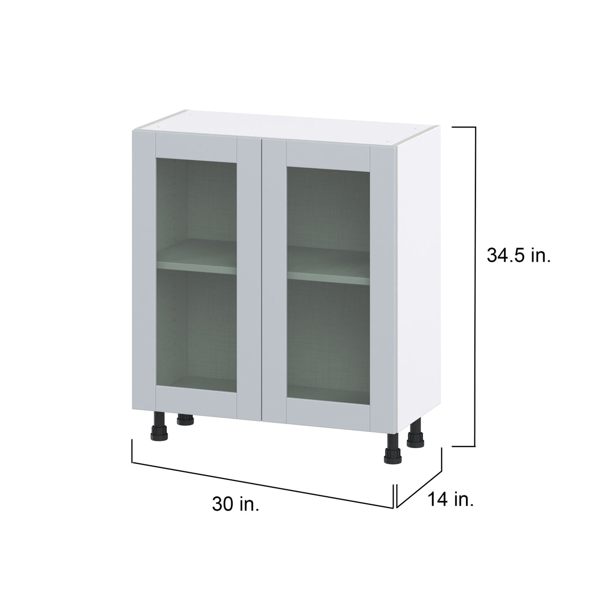 Hugo&Borg Charlesberg 30-in W x 34.5-in H x 16-in D Gray Base Fully Assembled Cabinet (Glass Panel Shaker Door Style)