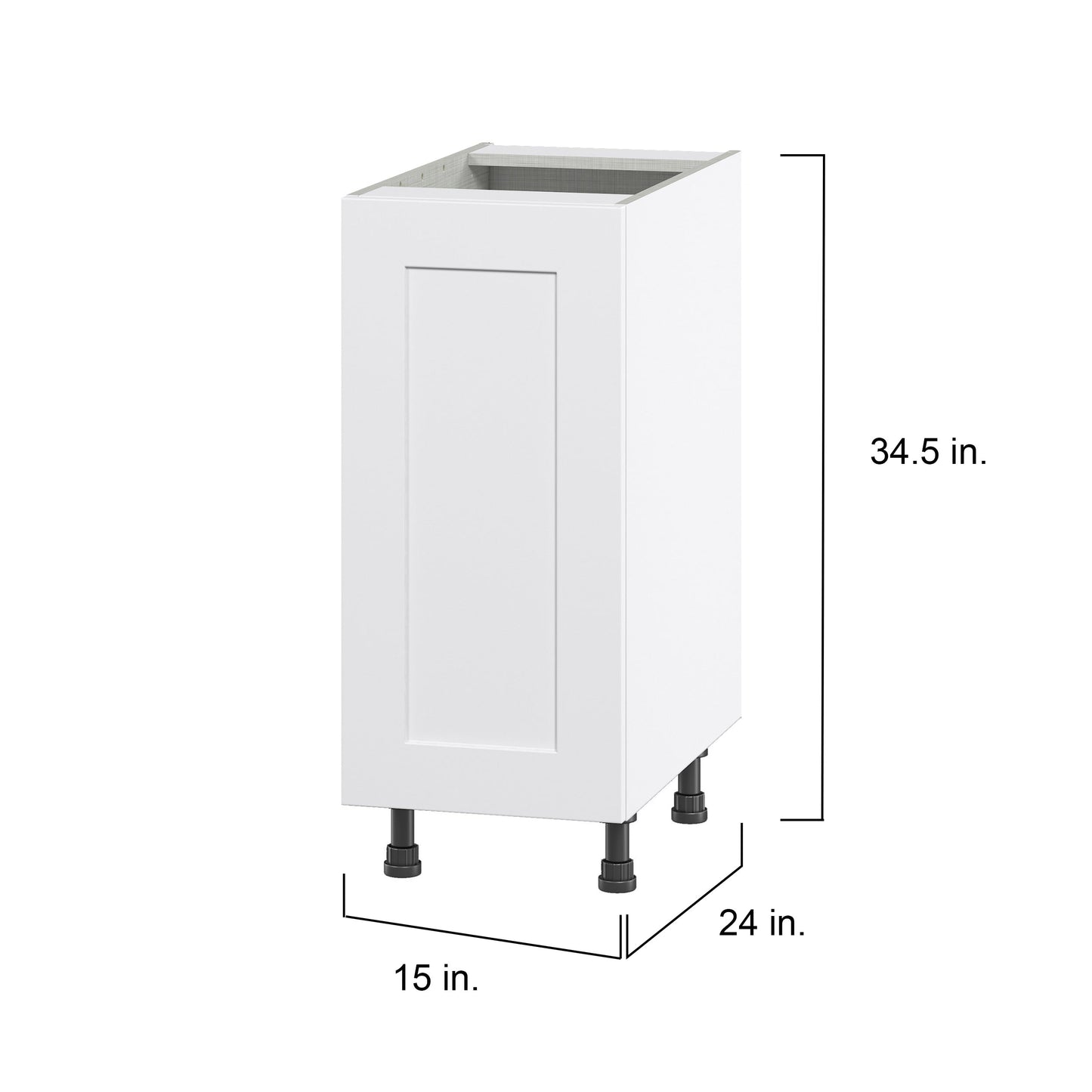 Hugo&Borg Jolie 15-in W x 34.5-in H x 24-in D Warm White 3-Drawers Base Fully Assembled Cabinet (Flat Panel Shaker Style)