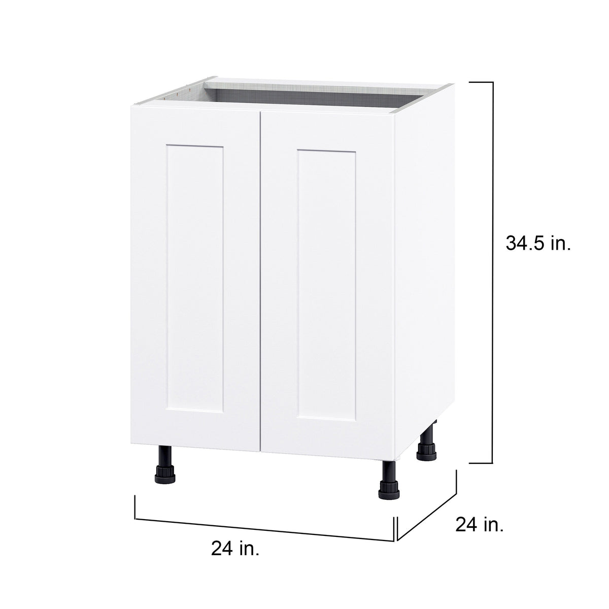 Hugo&Borg Jolie 24-in W x 34.5-in H x 24-in D Warm White 3-Drawers Base Fully Assembled Cabinet (Flat Panel Shaker Style)