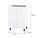 Hugo&Borg Jolie 24-in W x 34.5-in H x 24-in D Warm White 3-Drawers Base Fully Assembled Cabinet (Flat Panel Shaker Style)