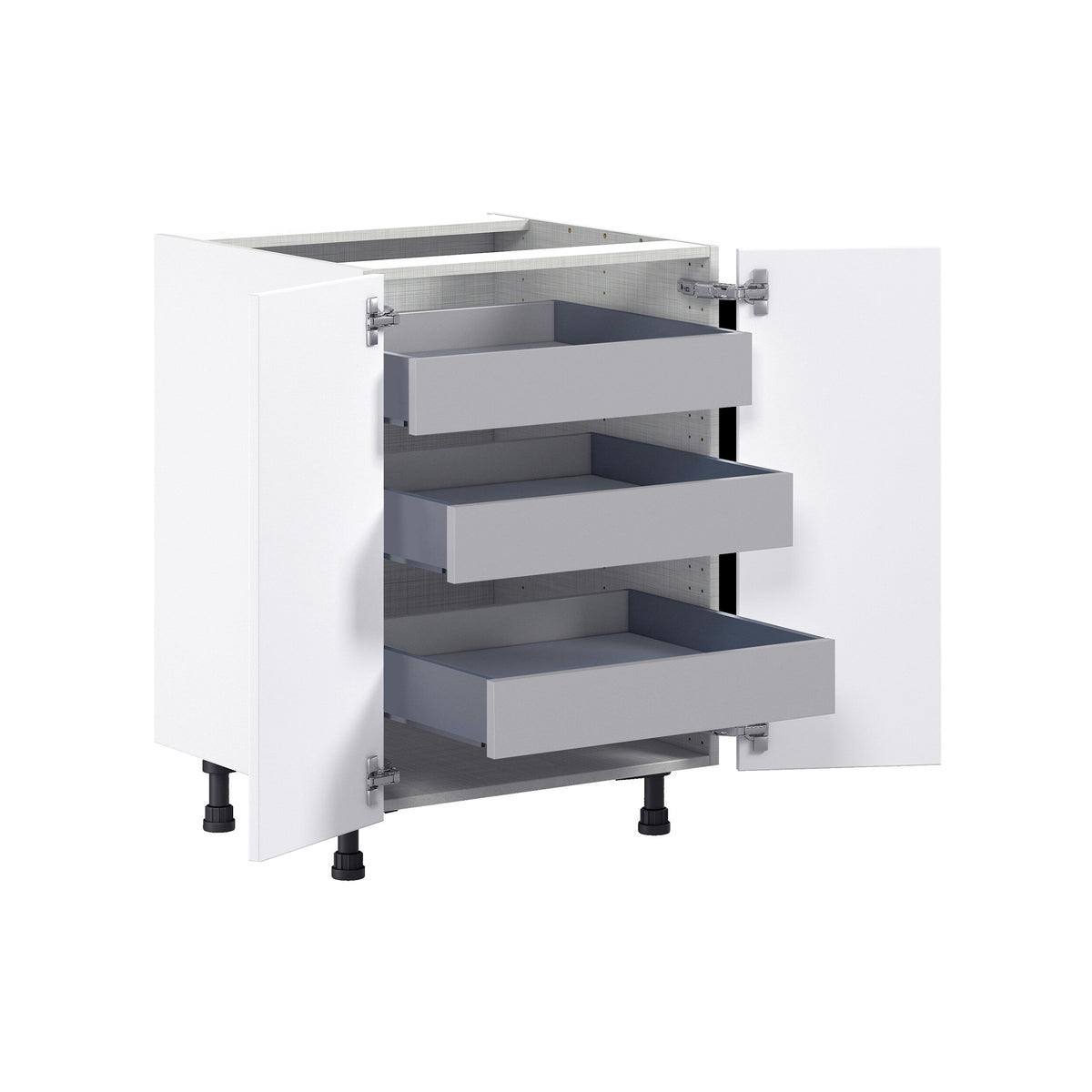 Hugo&Borg Jolie 24-in W x 34.5-in H x 24-in D Warm White 3-Drawers Base Fully Assembled Cabinet (Flat Panel Shaker Style)