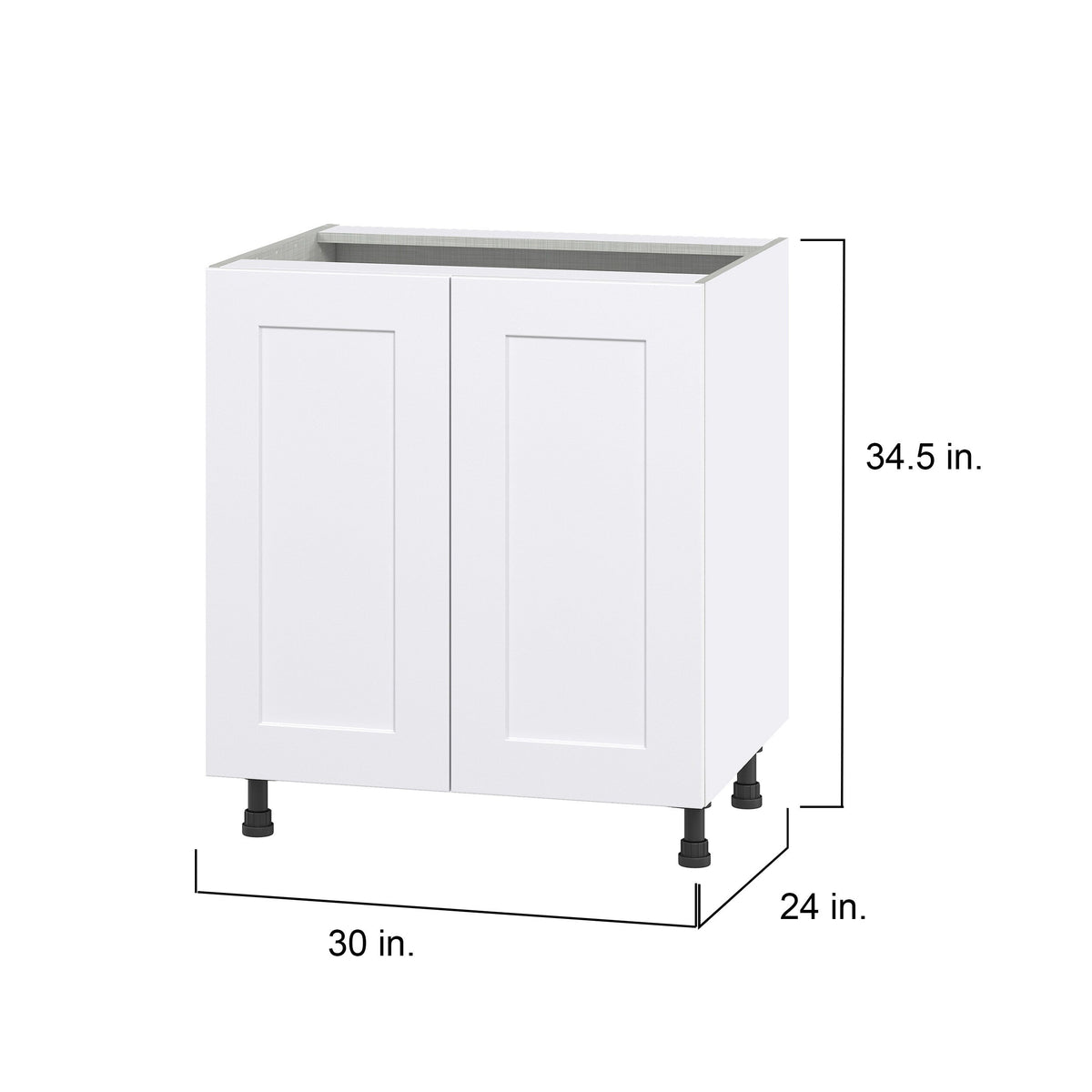 Hugo&Borg Jolie 30-in W x 34.5-in H x 24-in D Warm White 3-Drawers Base Fully Assembled Cabinet (Flat Panel Shaker Style)